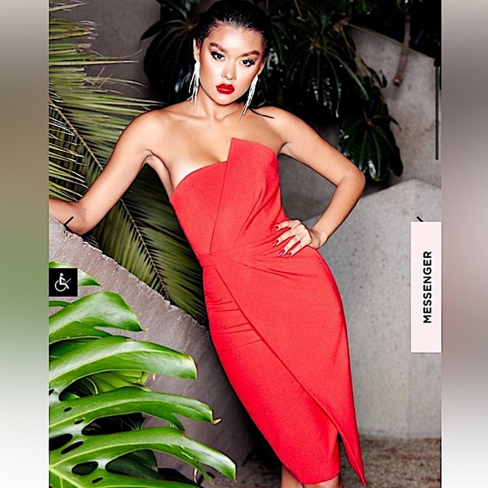 HOUSE OF CB UMA RED FOLD FRONT MINI DRESS